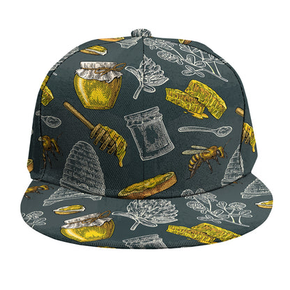 Vintage Honey Bee Print Snapback Cap