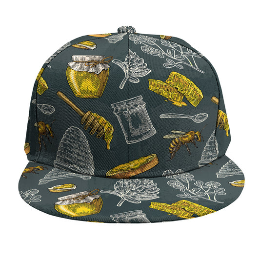 Vintage Honey Bee Print Snapback Cap