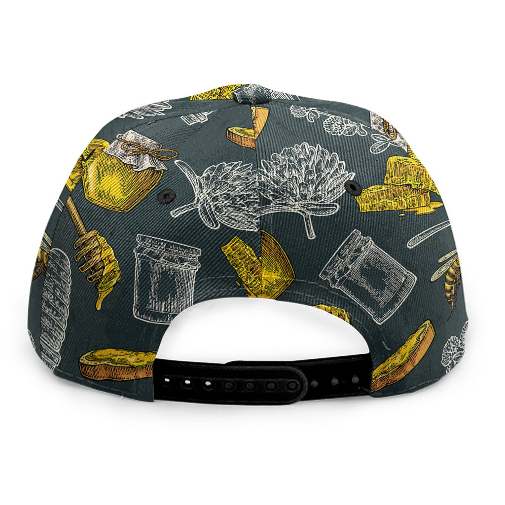 Vintage Honey Bee Print Snapback Cap