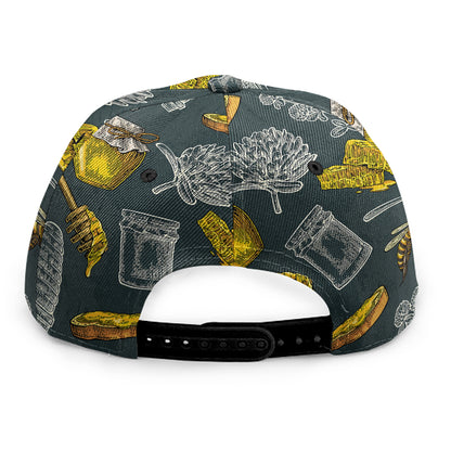 Vintage Honey Bee Print Snapback Cap