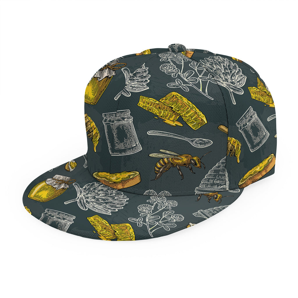 Vintage Honey Bee Print Snapback Cap