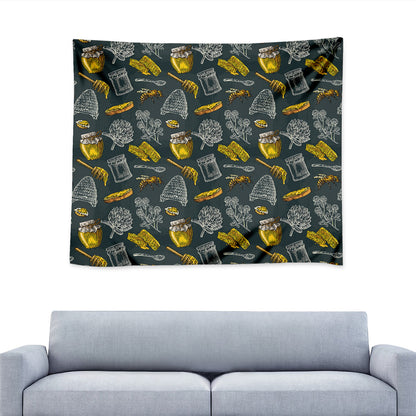 Vintage Honey Bee Print Tapestry