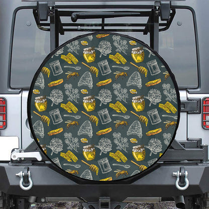 Vintage Honey Bee Print Tire Cover