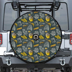Vintage Honey Bee Print Tire Cover With Camera Hole
