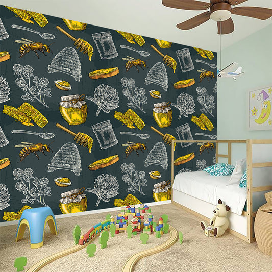 Vintage Honey Bee Print Wall Sticker