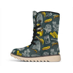 Vintage Honey Bee Print Winter Boots