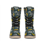 Vintage Honey Bee Print Winter Boots