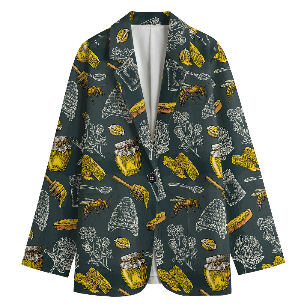 Vintage Honey Bee Print Women's Blazer