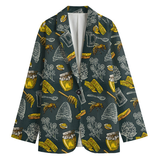 Vintage Honey Bee Print Women's Blazer
