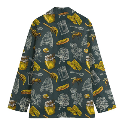 Vintage Honey Bee Print Women's Blazer