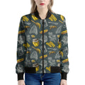 Vintage Honey Bee Print Women's Bomber Jacket