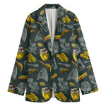 Vintage Honey Bee Print Women's Cotton Blazer