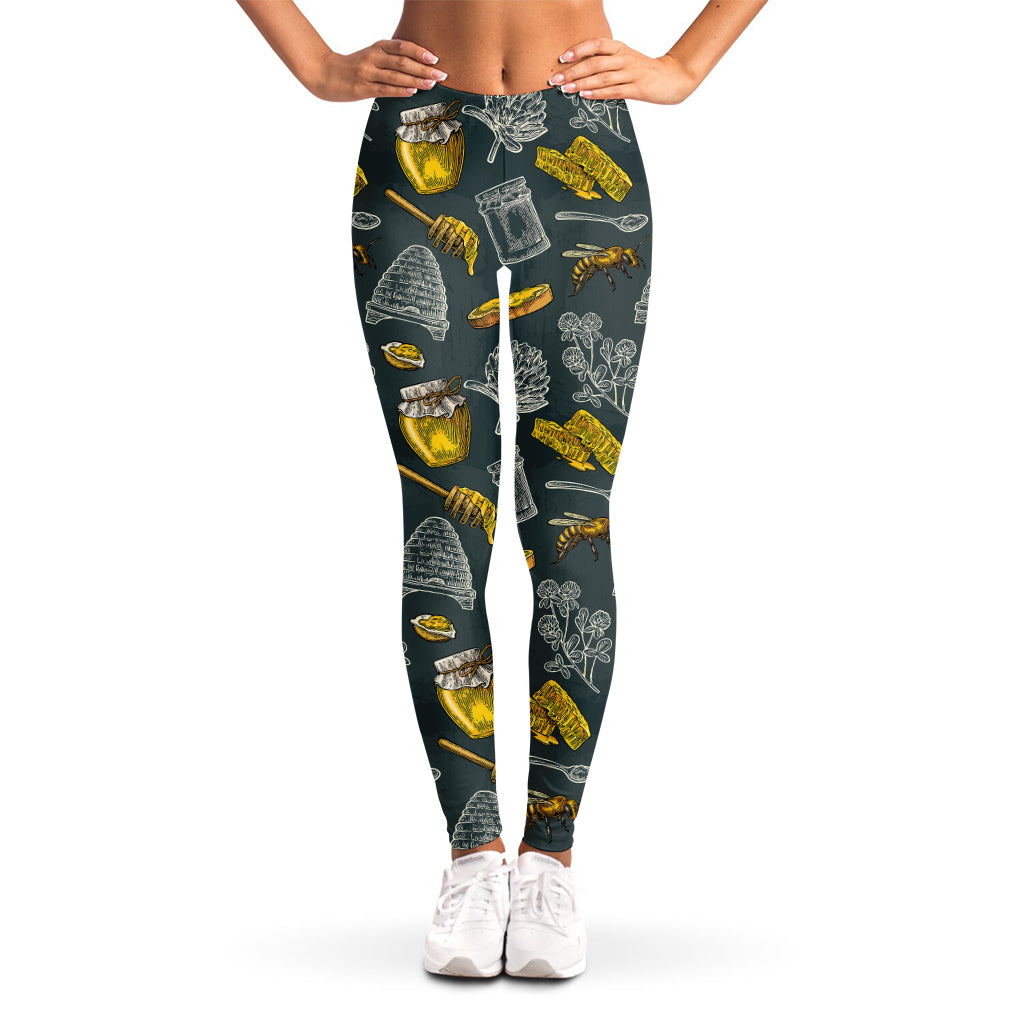 Vintage Honey Bee Print Women's Leggings