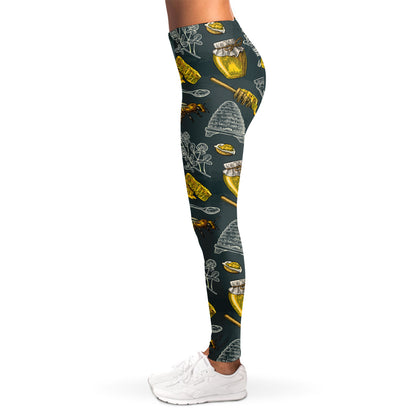 Vintage Honey Bee Print Women's Leggings