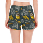 Vintage Honey Bee Print Women's Split Running Shorts