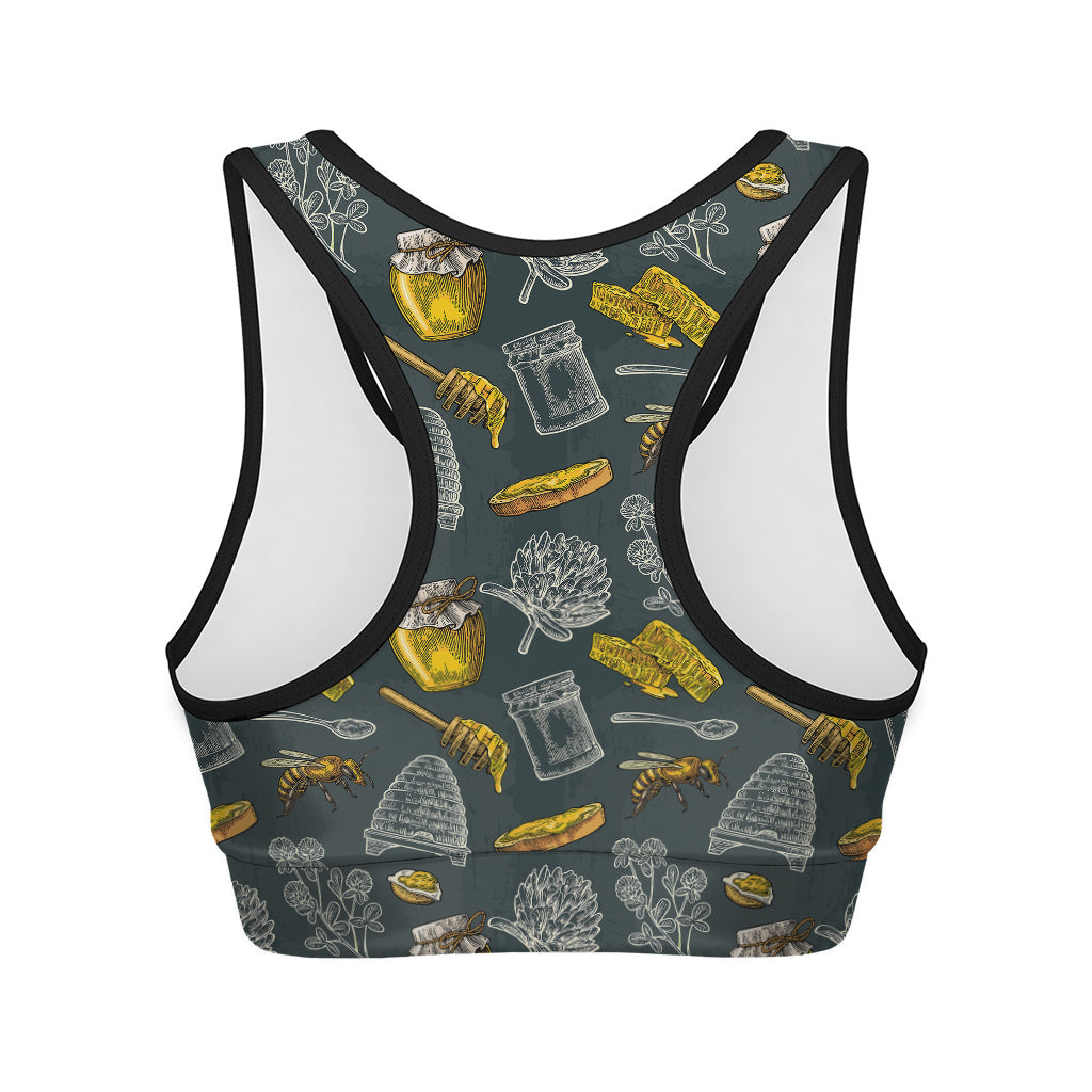 Vintage Honey Bee Print Women's Sports Bra