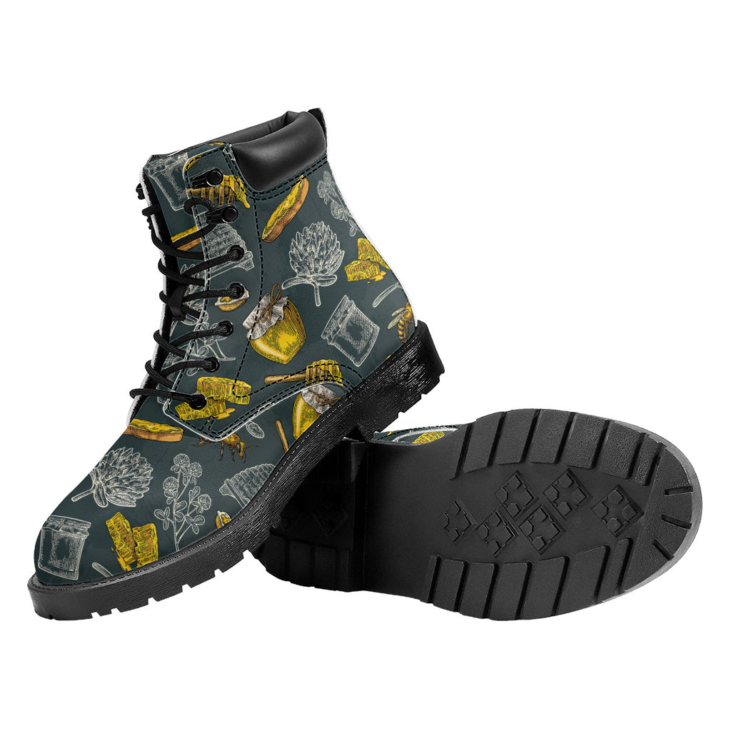 Vintage Honey Bee Print Work Boots