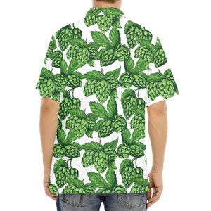 Vintage Hop Cone Pattern Print Aloha Shirt