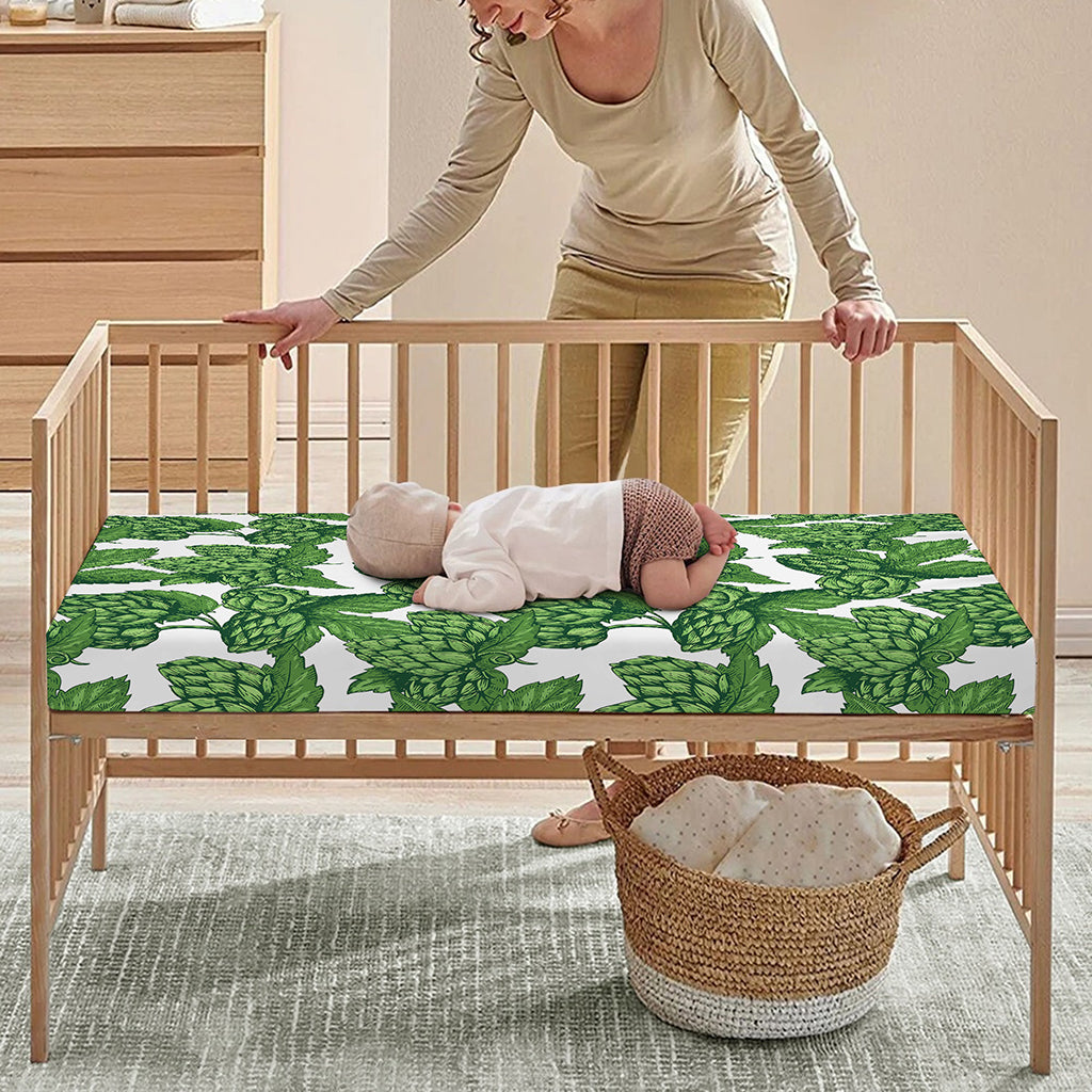 Vintage Hop Cone Pattern Print Baby Crib Sheet