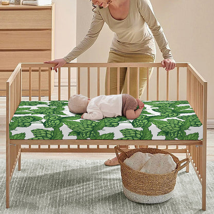 Vintage Hop Cone Pattern Print Baby Crib Sheet