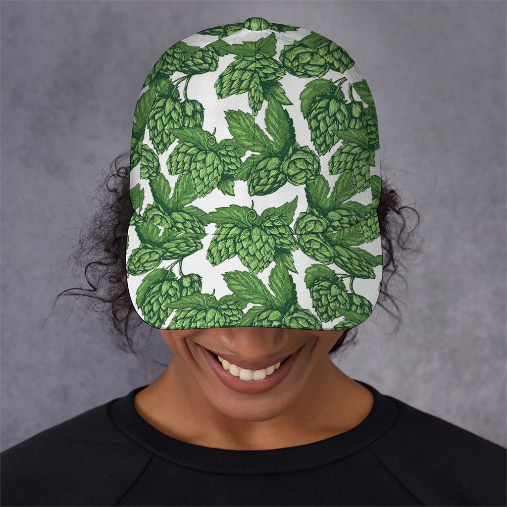 Vintage Hop Cone Pattern Print Baseball Cap