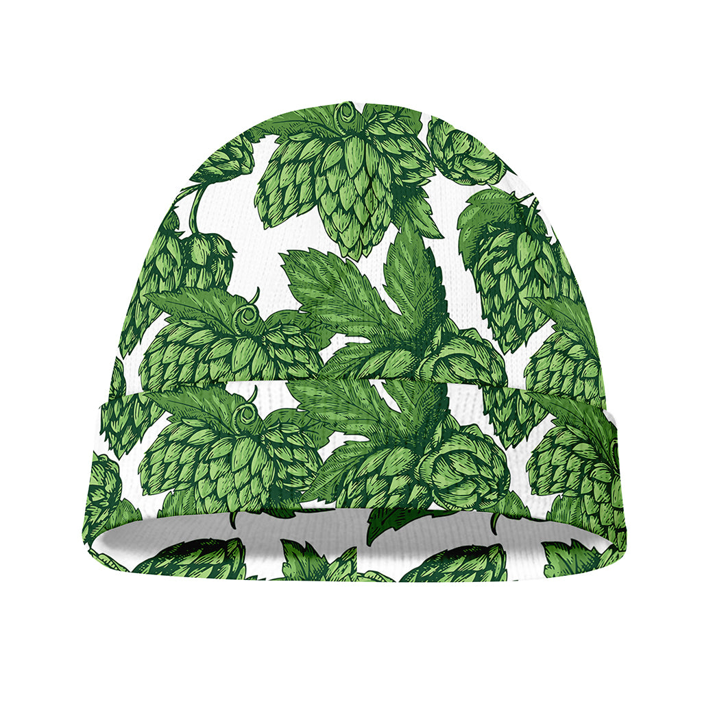 Vintage Hop Cone Pattern Print Beanie