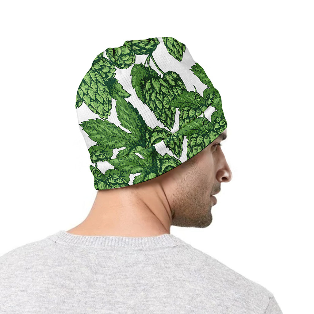 Vintage Hop Cone Pattern Print Beanie