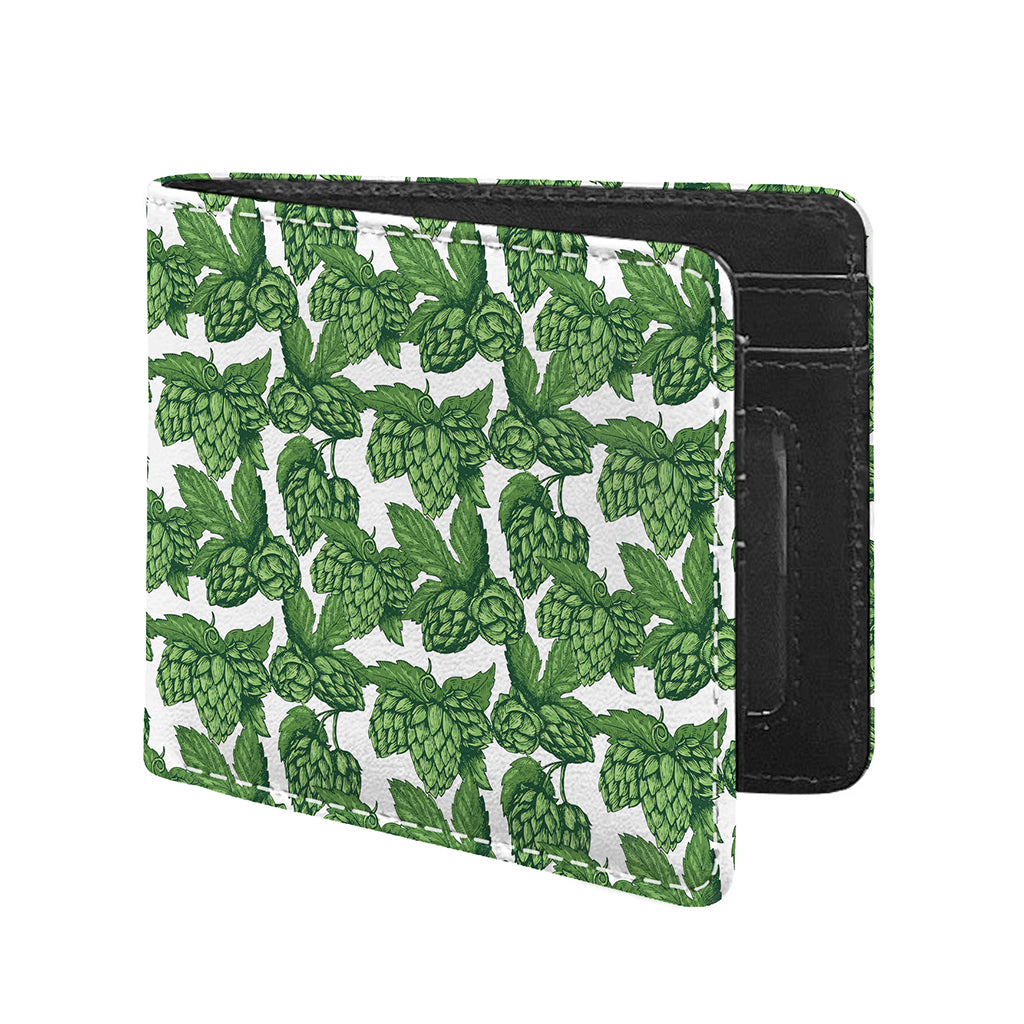 Vintage Hop Cone Pattern Print Bifold Wallet