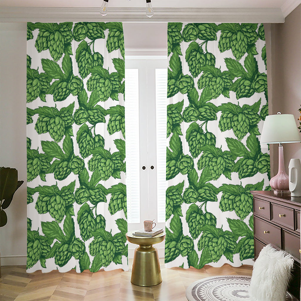 Vintage Hop Cone Pattern Print Blackout Pencil Pleat Curtains