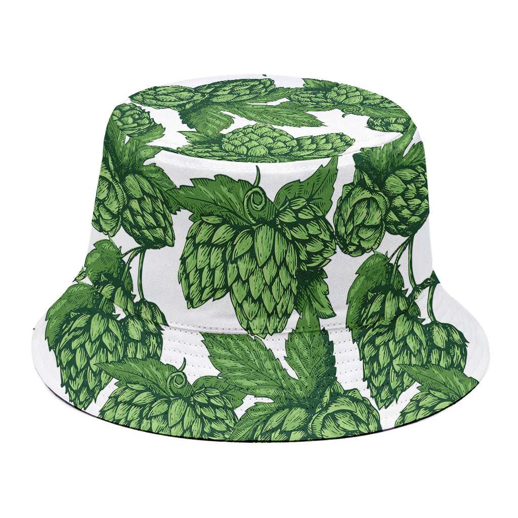 Vintage Hop Cone Pattern Print Bucket Hat