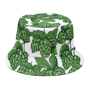 Vintage Hop Cone Pattern Print Bucket Hat