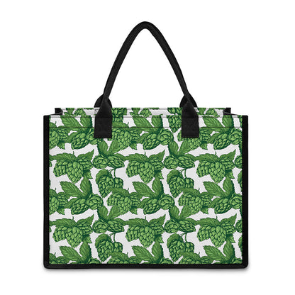 Vintage Hop Cone Pattern Print Canvas Tote Bag