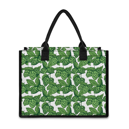 Vintage Hop Cone Pattern Print Canvas Tote Bag