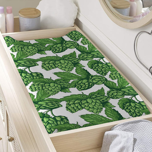 Vintage Hop Cone Pattern Print Changing Pad Cover