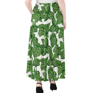 Vintage Hop Cone Pattern Print Chiffon Maxi Skirt