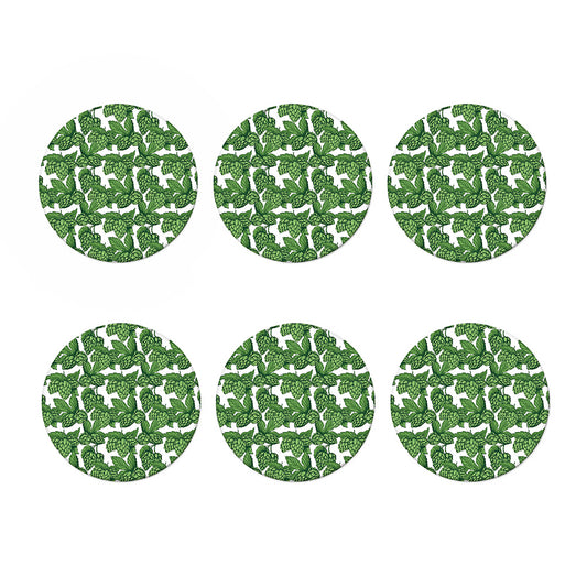 Vintage Hop Cone Pattern Print Coaster Set