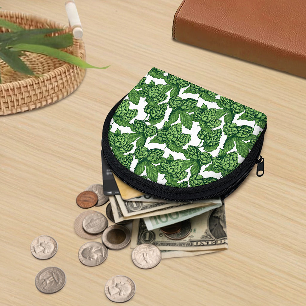 Vintage Hop Cone Pattern Print Coin Purse