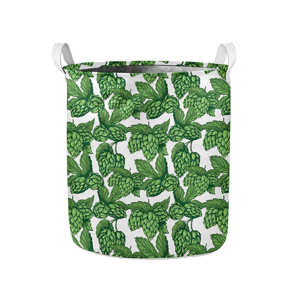 Vintage Hop Cone Pattern Print Collapsible Laundry Basket