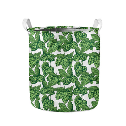 Vintage Hop Cone Pattern Print Collapsible Laundry Basket