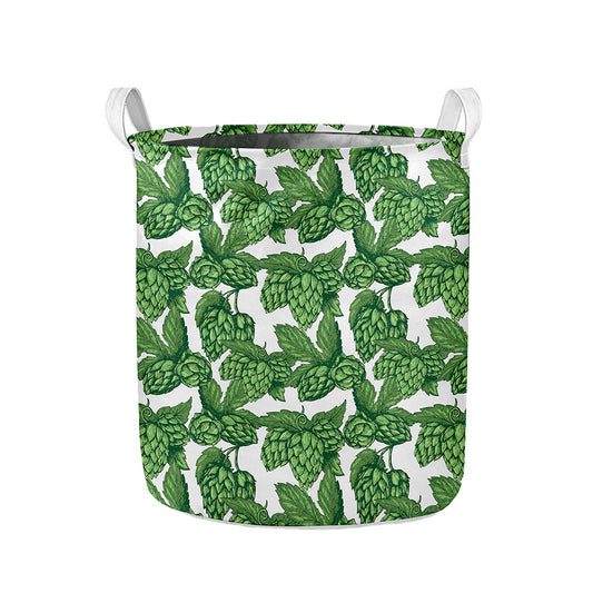 Vintage Hop Cone Pattern Print Collapsible Laundry Basket