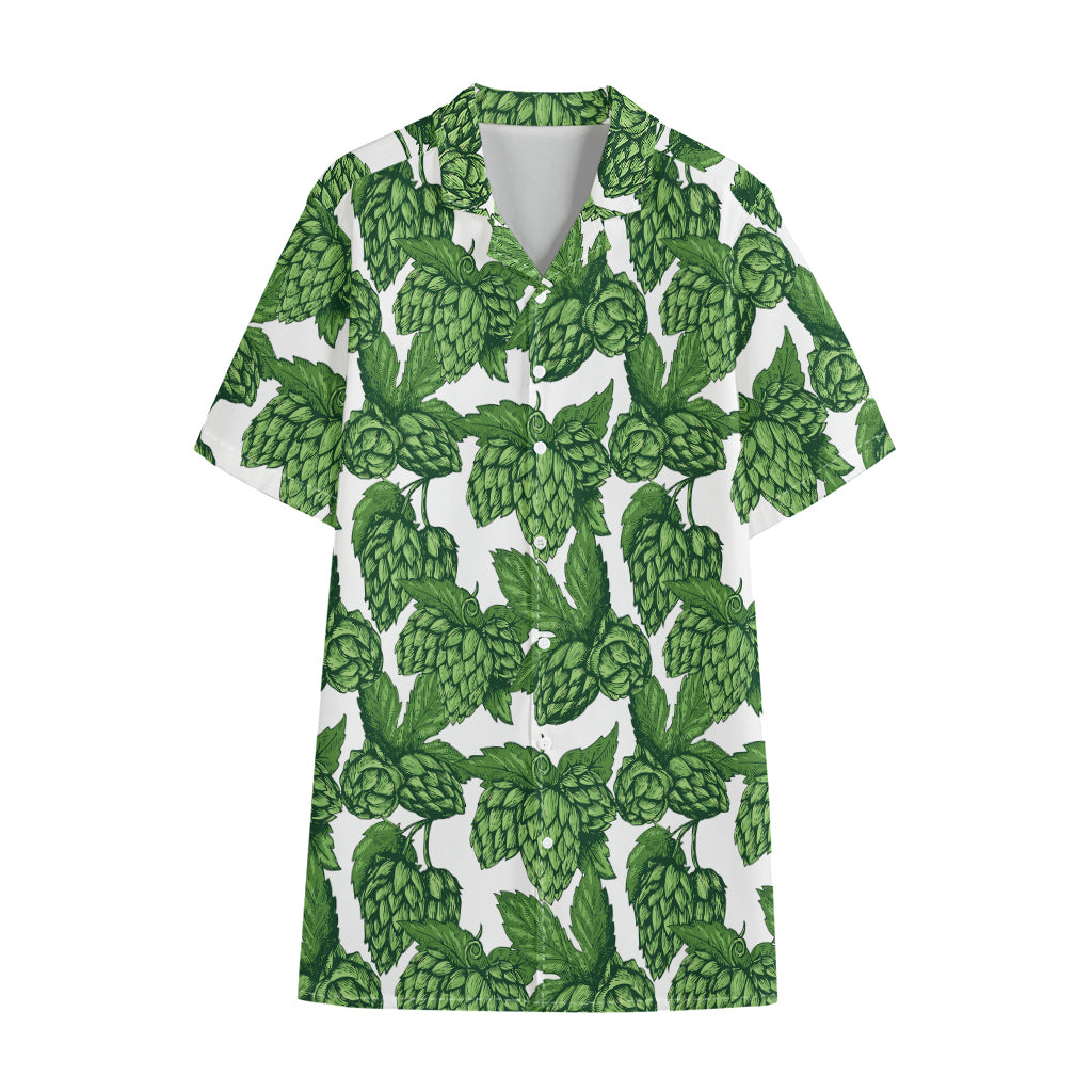 Vintage Hop Cone Pattern Print Cotton Hawaiian Shirt