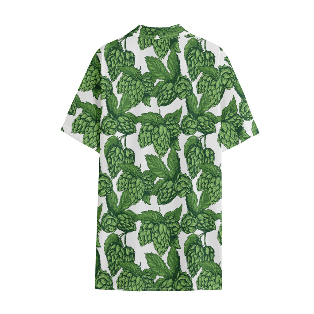 Vintage Hop Cone Pattern Print Cotton Hawaiian Shirt