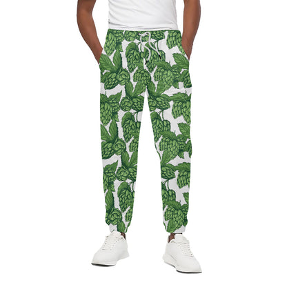 Vintage Hop Cone Pattern Print Cotton Pants