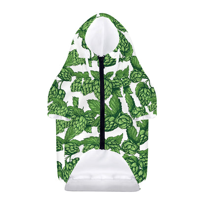 Vintage Hop Cone Pattern Print Dog Zip Up Hoodie