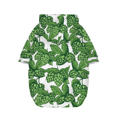 Vintage Hop Cone Pattern Print Dog Zip Up Hoodie