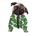 Vintage Hop Cone Pattern Print Dog Zip Up Jacket