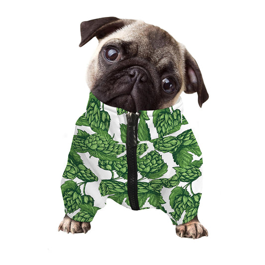 Vintage Hop Cone Pattern Print Dog Zip Up Jacket