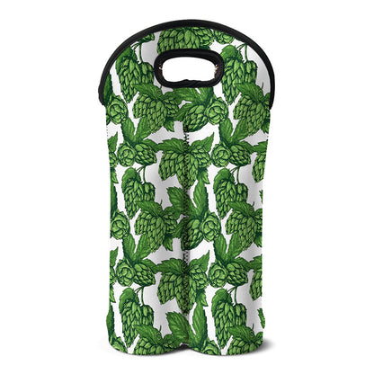 Vintage Hop Cone Pattern Print Double Neoprene Wine Tote
