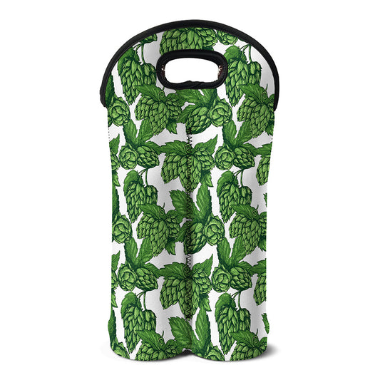 Vintage Hop Cone Pattern Print Double Neoprene Wine Tote