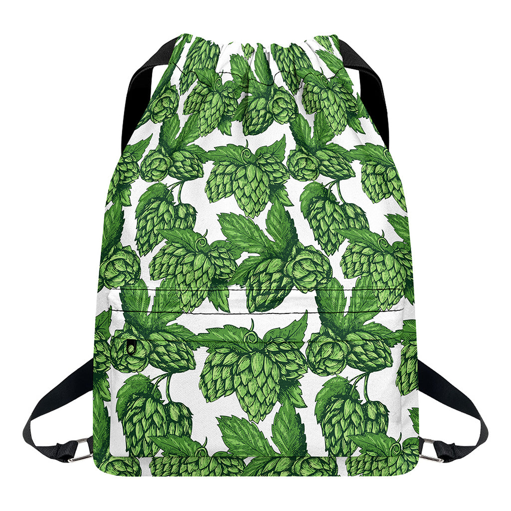 Vintage Hop Cone Pattern Print Drawstring Backpack